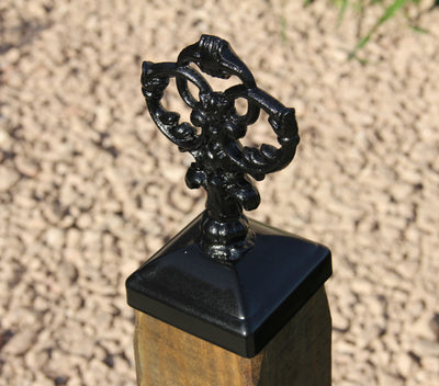 4x4 Victorian Post Cap - Madison Iron and Wood - Post Cap - metal outdoor decor - Steel deocrations - american made products - veteran owned business products - fencing decorations - fencing supplies - custom wall decorations - personalized wall signs - steel - decorative post caps - steel post caps - metal post caps - brackets - structural brackets - home improvement - easter - easter decorations - easter gift - easter yard decor