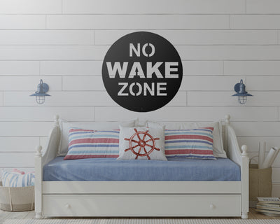 No Wake Zone Metal Sign - Madison Iron and Wood - Wall Art - metal outdoor decor - Steel deocrations - american made products - veteran owned business products - fencing decorations - fencing supplies - custom wall decorations - personalized wall signs - steel - decorative post caps - steel post caps - metal post caps - brackets - structural brackets - home improvement - easter - easter decorations - easter gift - easter yard decor