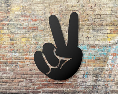 Peace Hand Metal Sign - Madison Iron and Wood - Wall Art - metal outdoor decor - Steel deocrations - american made products - veteran owned business products - fencing decorations - fencing supplies - custom wall decorations - personalized wall signs - steel - decorative post caps - steel post caps - metal post caps - brackets - structural brackets - home improvement - easter - easter decorations - easter gift - easter yard decor