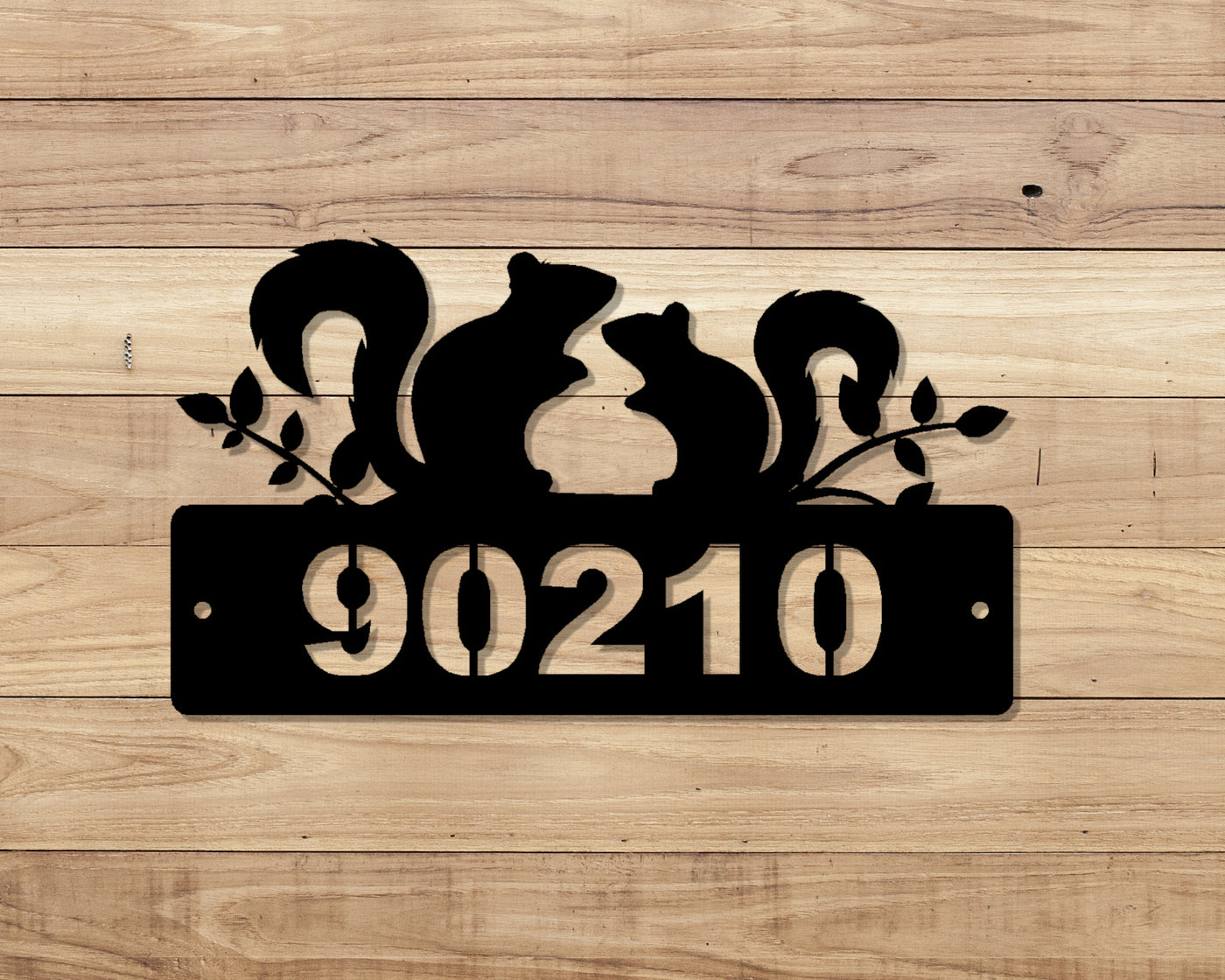 Personalized Squirrel Metal Sign with Street Address Numbers - Madison Iron and Wood - Wall Art - metal outdoor decor - Steel deocrations - american made products - veteran owned business products - fencing decorations - fencing supplies - custom wall decorations - personalized wall signs - steel - decorative post caps - steel post caps - metal post caps - brackets - structural brackets - home improvement - easter - easter decorations - easter gift - easter yard decor
