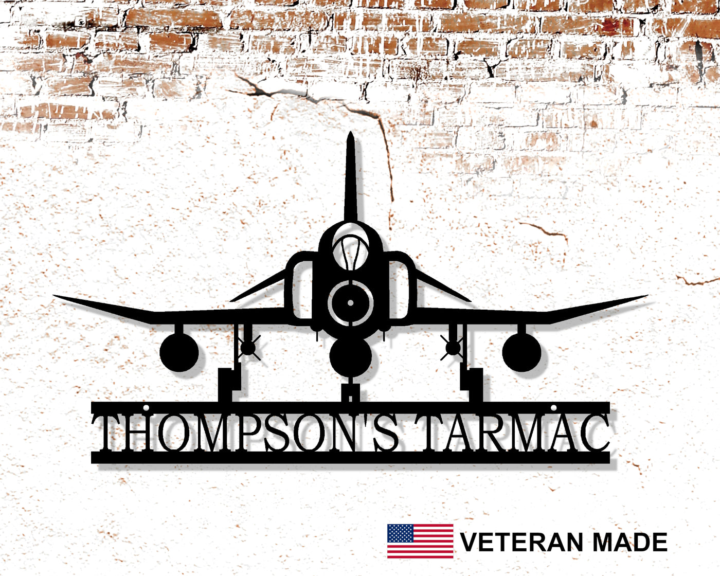 Personalized F-4 Phantom Aircraft Metal Sign - Madison Iron and Wood - Personalized sign - metal outdoor decor - Steel deocrations - american made products - veteran owned business products - fencing decorations - fencing supplies - custom wall decorations - personalized wall signs - steel - decorative post caps - steel post caps - metal post caps - brackets - structural brackets - home improvement - easter - easter decorations - easter gift - easter yard decor