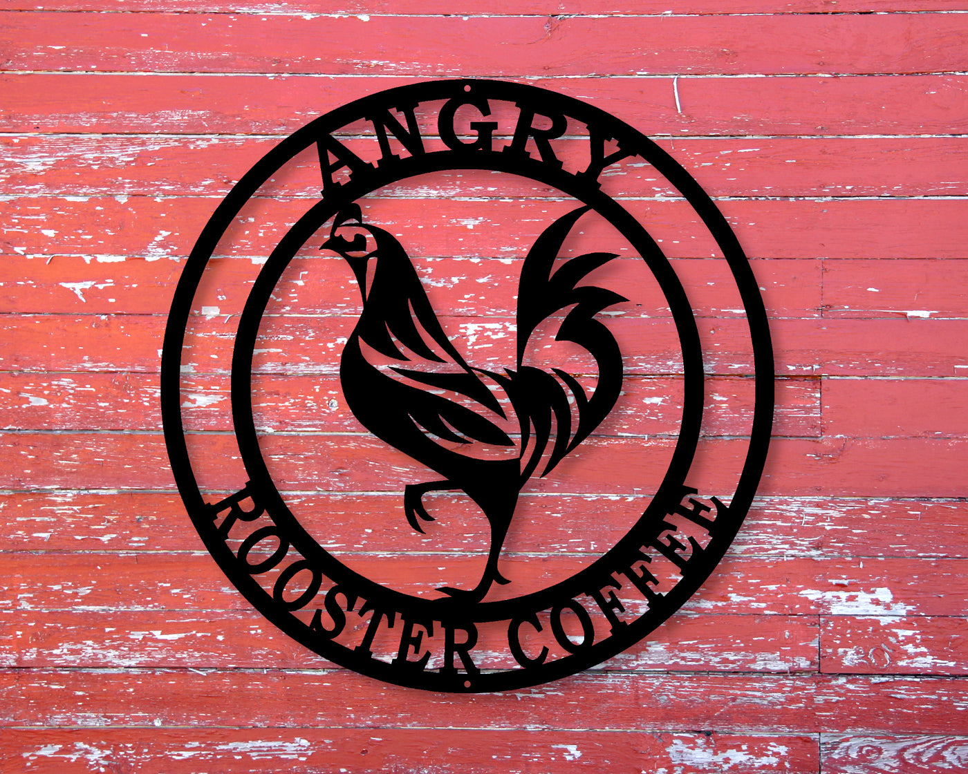 Personalized Rooster Metal Sign - Madison Iron and Wood - Personalized sign - metal outdoor decor - Steel deocrations - american made products - veteran owned business products - fencing decorations - fencing supplies - custom wall decorations - personalized wall signs - steel - decorative post caps - steel post caps - metal post caps - brackets - structural brackets - home improvement - easter - easter decorations - easter gift - easter yard decor