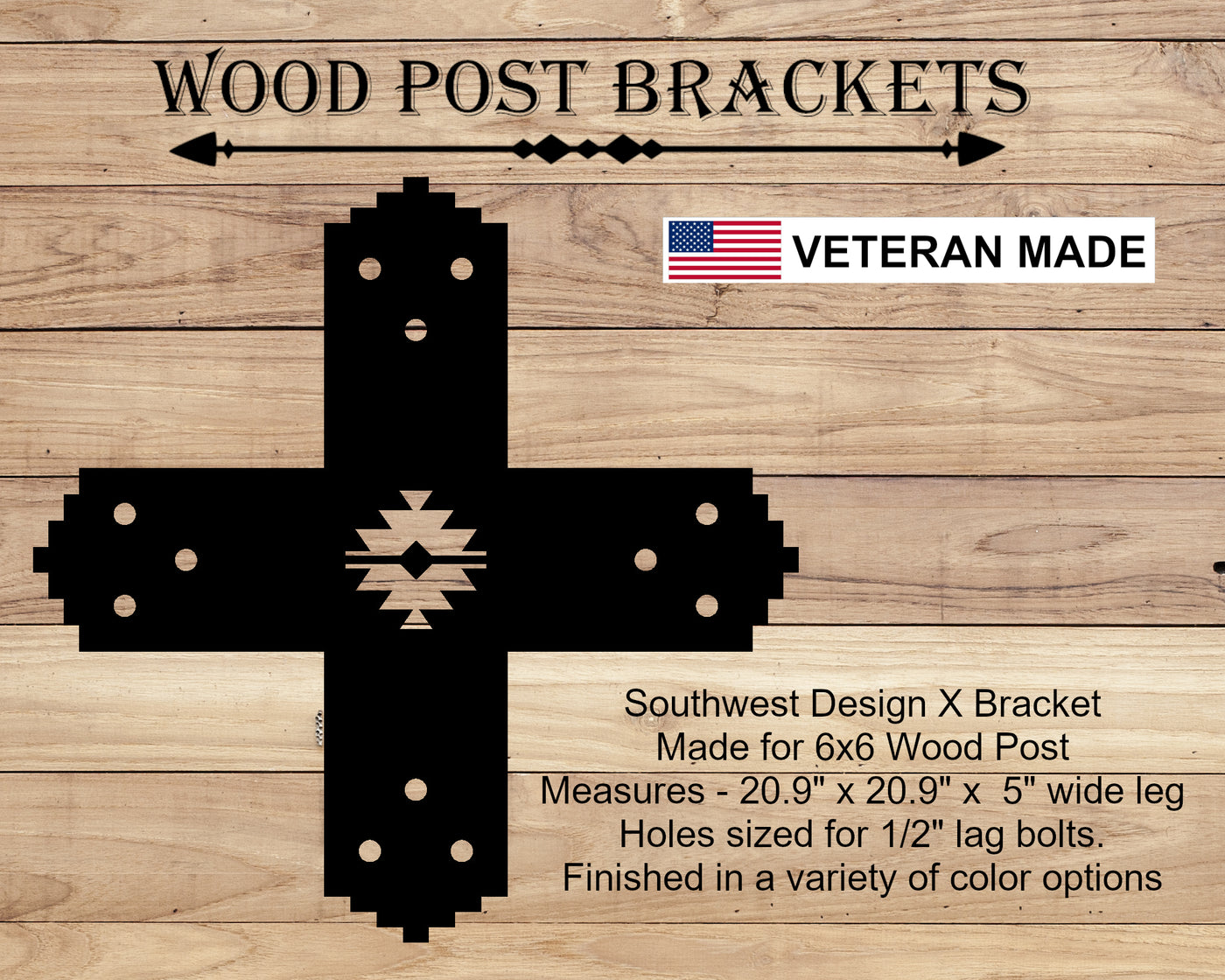 Southwest Style Brackets for 6" Post - Madison Iron and Wood - Brackets - metal outdoor decor - Steel deocrations - american made products - veteran owned business products - fencing decorations - fencing supplies - custom wall decorations - personalized wall signs - steel - decorative post caps - steel post caps - metal post caps - brackets - structural brackets - home improvement - easter - easter decorations - easter gift - easter yard decor